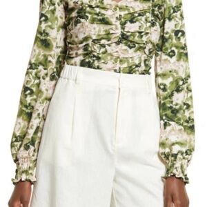 Elegant Green Floral Crop Top